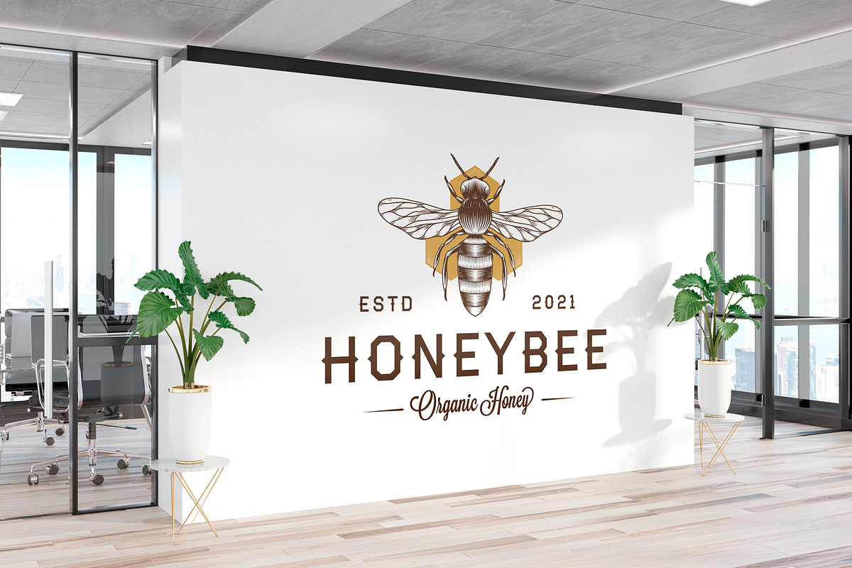 Honey Bee Vintage Vector Logo Design, a Branding & Logo Template by vectorwithin (Photo 3 of 4)