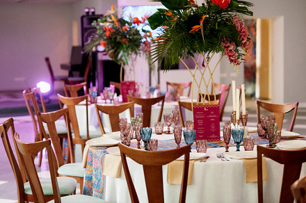 decoration of the banquet hall in colors of the Maracan style, a Holiday Photo by Weddings, People, Travel