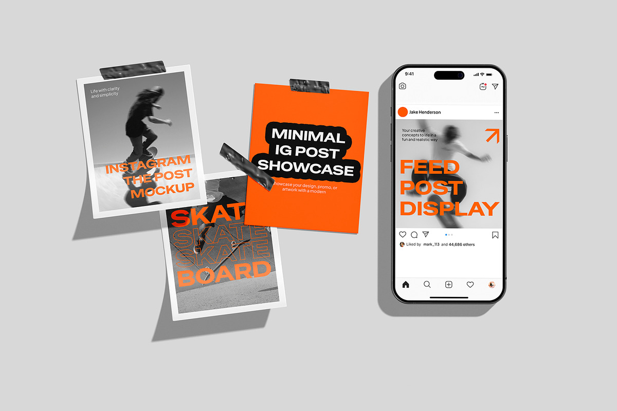 Instagram Post & Phone Mockup, an Advertising Mockup by Unerispace (Photo 3 of 5)