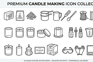 44 Candle Making Outline Icons, an Outline Icon by adenpinkstore