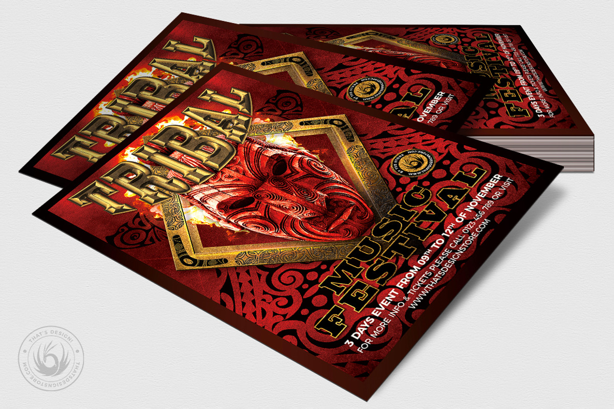 Tribal Music Festival Flyer Template, a Flyer Template by ThatsDesignArt (Photo 4 of 8)