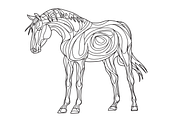 Colouring - Hand-drawn horses, an Animal Illustration by BreadlessPixels (Thumbnail 2 of 3)