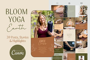 Bloom Yoga Earth Canva Template