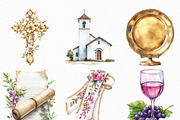 Watercolor First Communion Clipart, an Illustration by Craft Nest (Thumbnail 5 of 6)