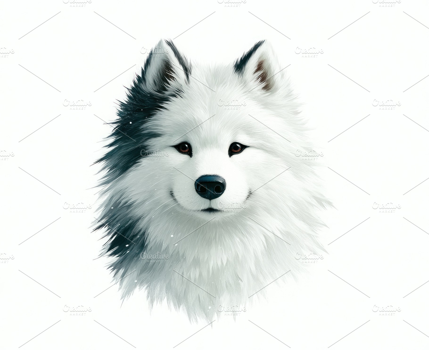 Fluffy white husky dog portrait with soft fur detail and gentle, an Animal Photo by José Manuel Gelpi