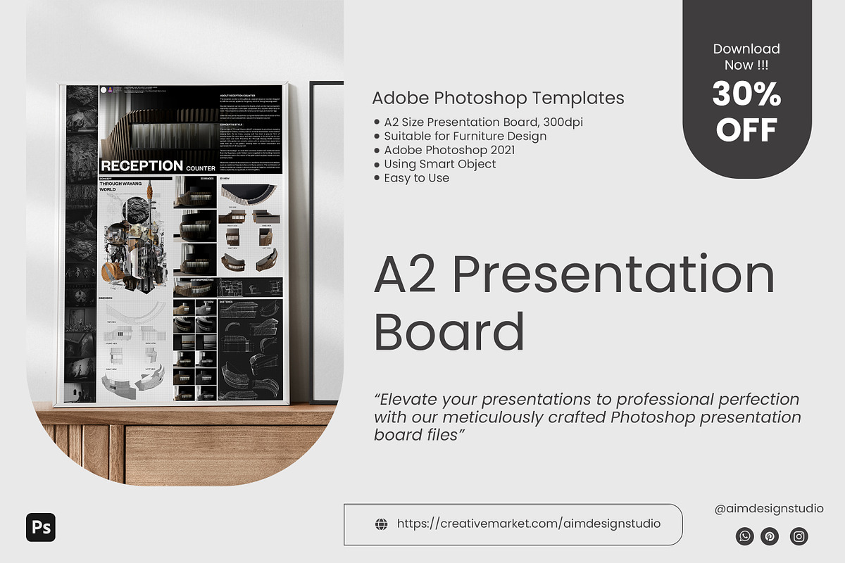 Photoshop - A2 Presentation Board, a Poster Template by AIM DESIGN STUDIO (Photo 1 of 3)