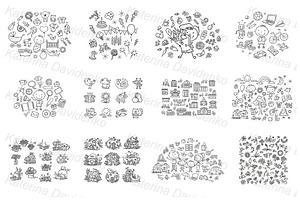 Cartoon Child's Drawing Objects Set