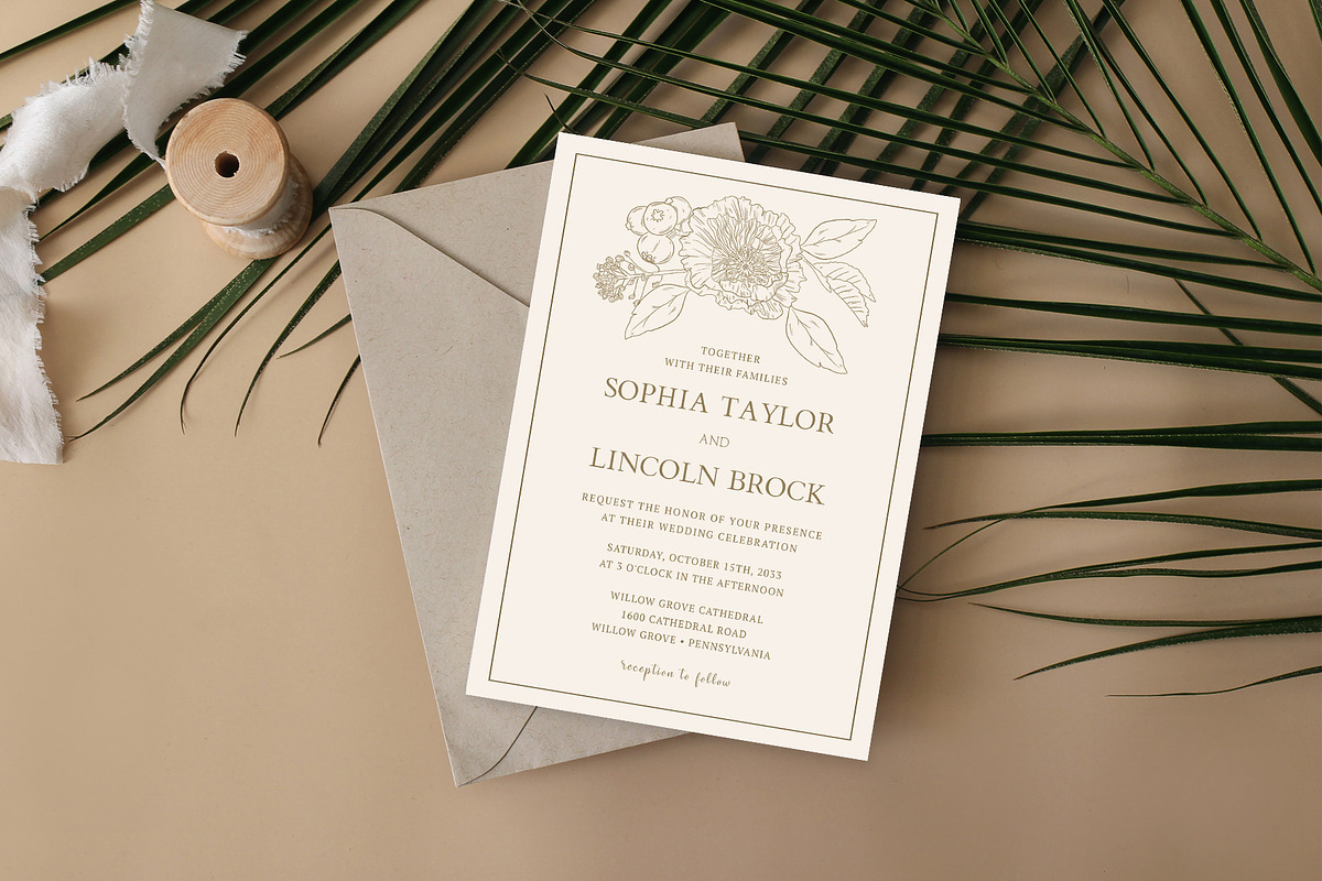 Gilded Formal Floral Wedding Templat, an Invitation Template by Creativetacos (Photo 2 of 3)