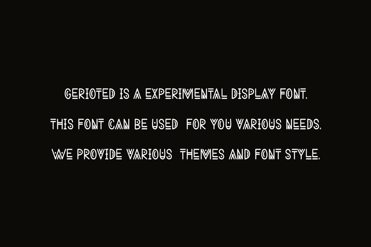 Gerioted - African Experimental Font, a Sans Serif Font by Iqsiart Studio (Photo 3 of 6)