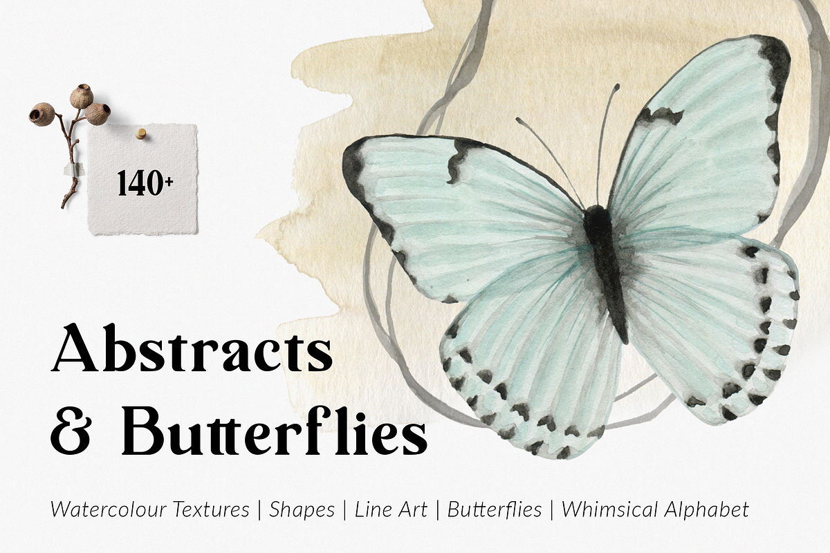 Abstract Butterflies Watercolor Set, a Texture Illustration by Ines Beatriz (Photo 1 of 10)