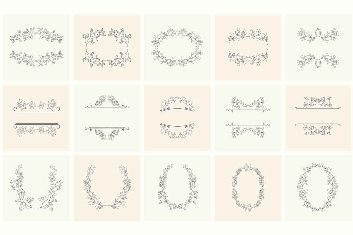 Hand drawn floral frames. Bundle., a Decorative Illustration by Designwork (Photo 5 of 21)