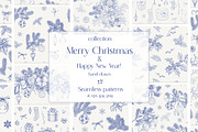 Christmas patterns Vector set Toile, a Pattern Graphic by ON_lineart_store (Thumbnail 1 of 10)