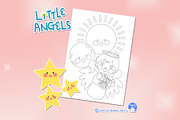Coloring Pages Little Angels, an Education Illustration by Cozy Cat Design (Thumbnail 2 of 7)