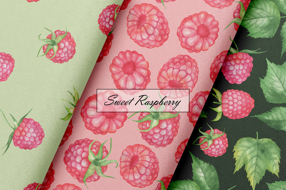 Raspberry Seamless Patterns, an Illustration by OlDm_Shop (Photo 6 of 9)