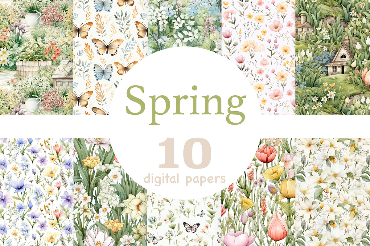 Spring Seamless Pattern Set, a Pattern Graphic by GlamArtZhanna (Photo 1 of 4)