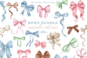 Watercolor Bows Ribbon Bundle