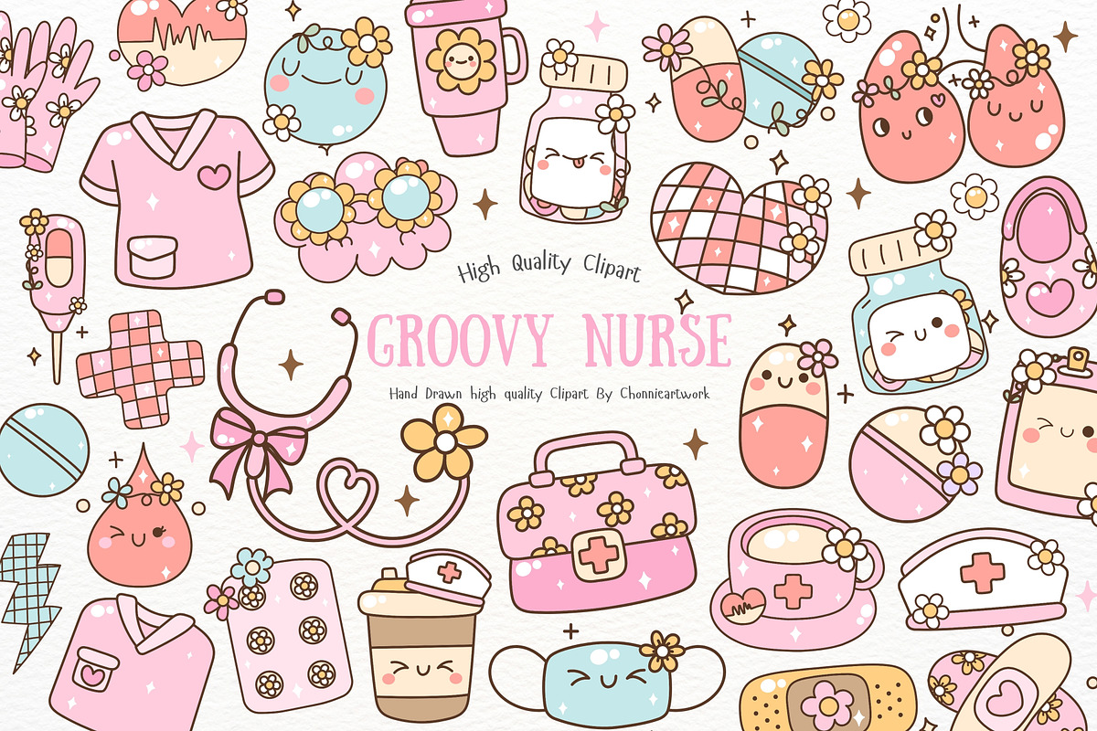 Groovy Nurse SVG PNG, a Healthcare Illustration by Chonnieartwork (Photo 1 of 3)