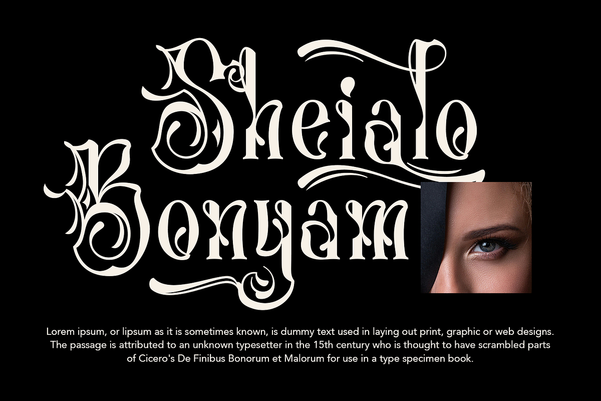 Glorivane - Victorian Display Font, a Blackletter Font by madeDeduk (Photo 7 of 8)