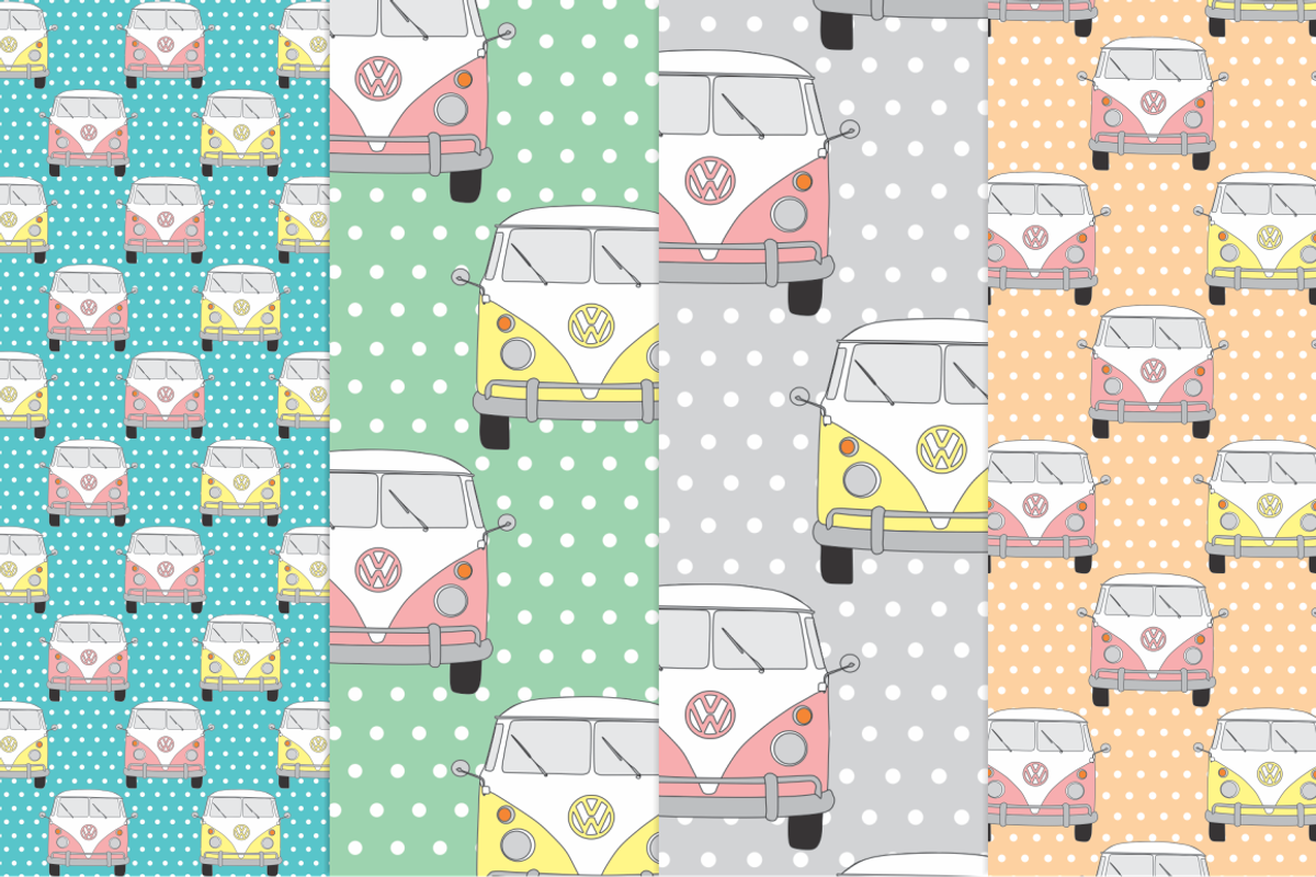 Kombi van seamless patterns, a Pattern Graphic by Kiwi Fruit Punch (Photo 3 of 3)