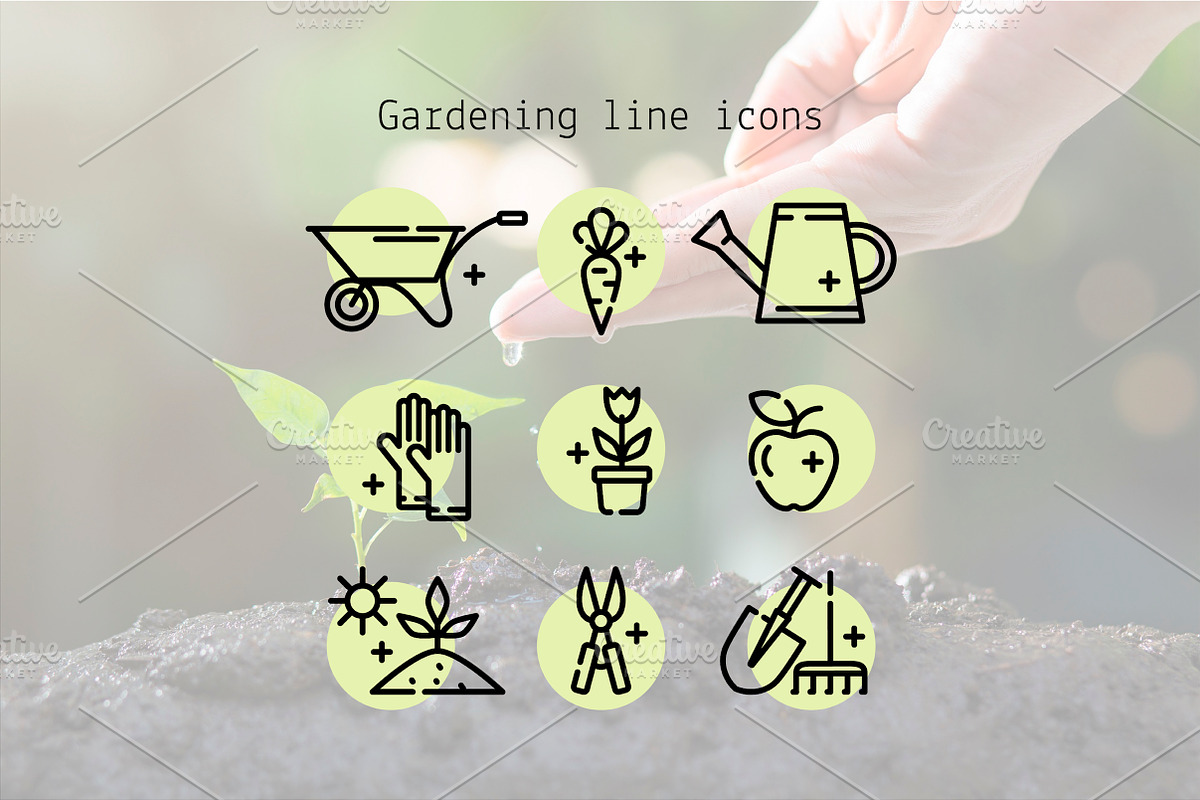 Gardening line icons, an Outline Icon by Lyolya Profitrolya (Photo 1 of 3)