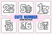 Cute Number Coloring Pages For Kids, an Animal Illustration by Coco Bloom (Thumbnail 1 of 3)