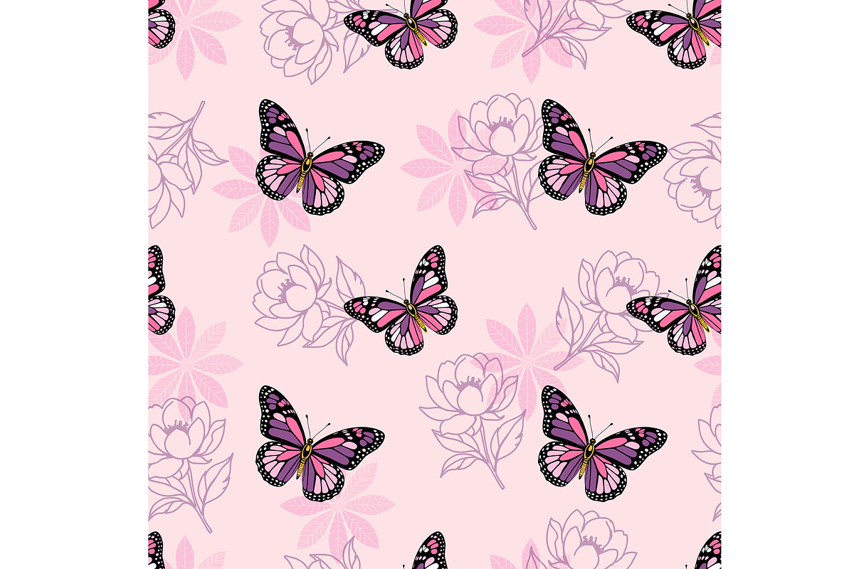 Pink Butterflies Seamless Repeat, a Pattern Graphic by Sharon Schwalbe (Photo 5 of 5)