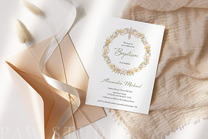 Baptism Invite Card Template Wreath