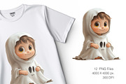 Cute Halloween Ghost. TShirt Sticker, an Animal Illustration by KENO Mascots (Thumbnail 9 of 10)