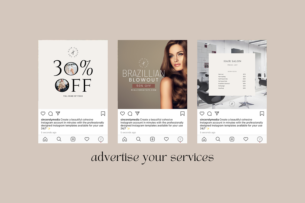 Luxury Hair Salon Instagram Grid, a Social Media Template by Sincerely Media (Photo 4 of 11)