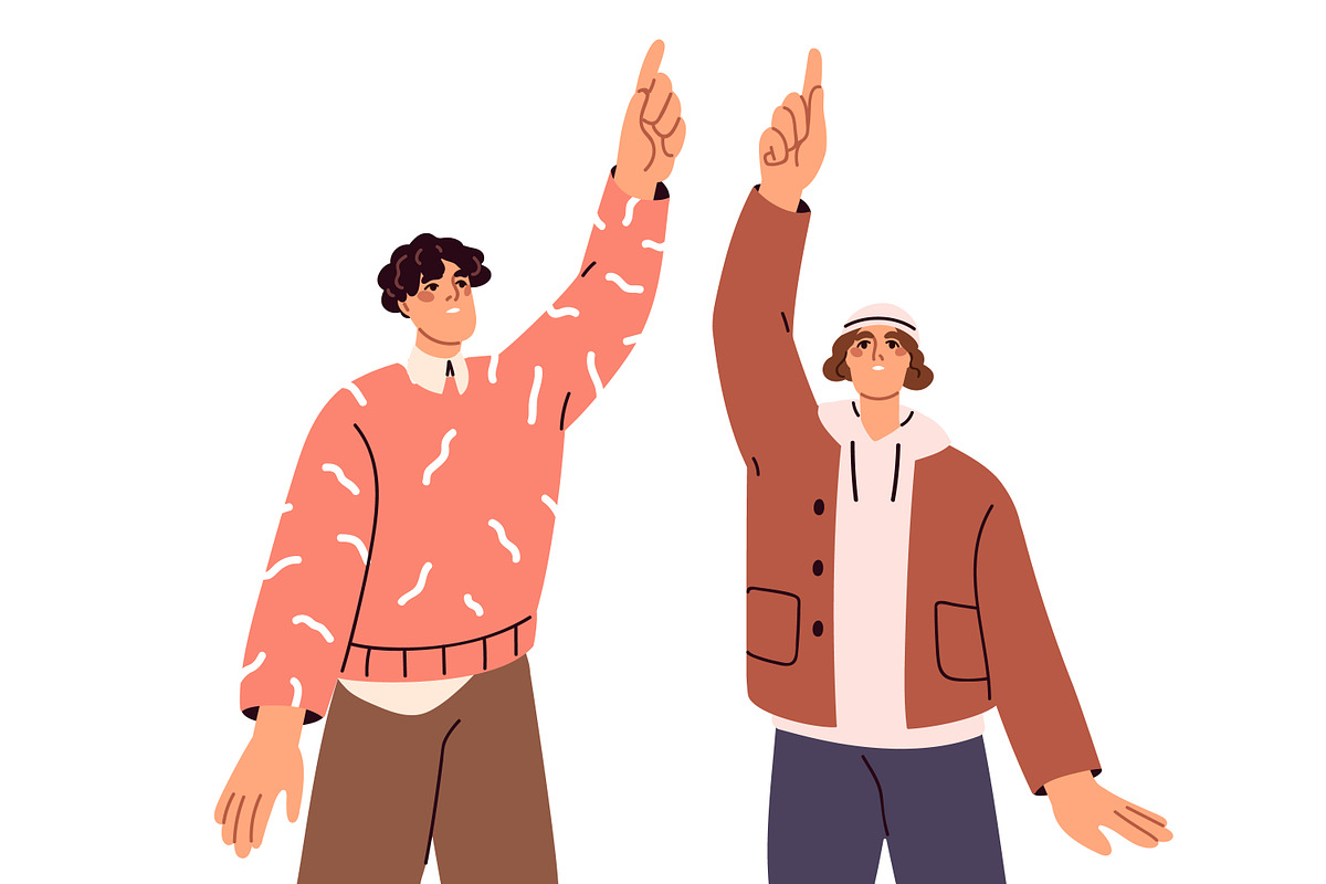People look up, point with finger, a Person Illustration by Good Studio (Photo 4 of 5)