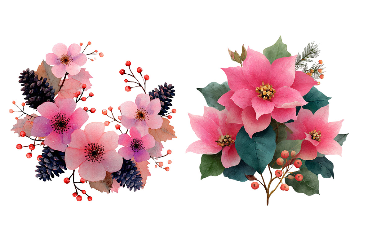 Pink Christmas Clipart PNG, an Illustration by SinaCreation (Photo 4 of 7)