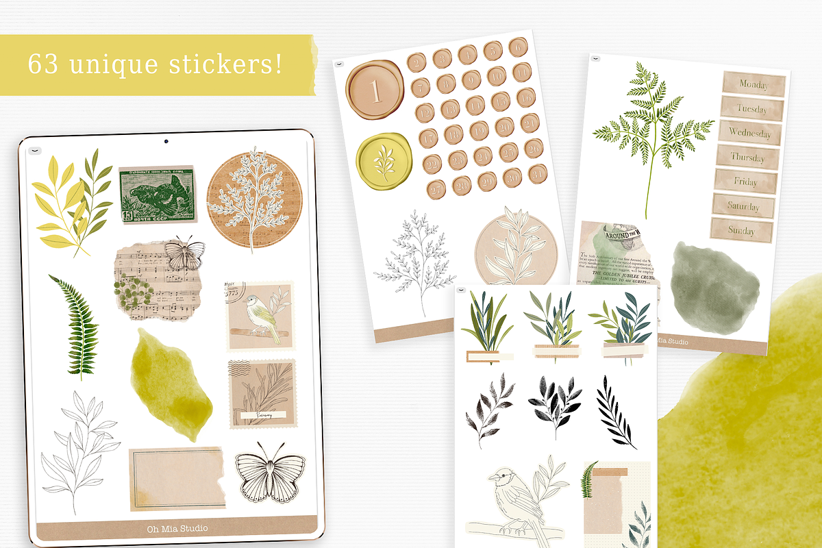 Garden Junk Journal Digital Stickers, an Illustration by Oh Mia Studio (Photo 2 of 3)