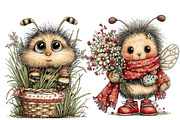 Whimsical Easter Bee Clipart, an Illustration by Designworld (Thumbnail 5 of 6)