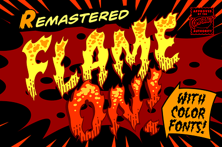 Flame On - firey comic FX color font, a Font by Comicraft Fonts