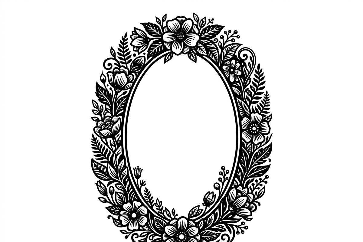 50 Elegant Floral Oval Mirror Frame, a Decorative Illustration by Amazin_art (Photo 38 of 40)