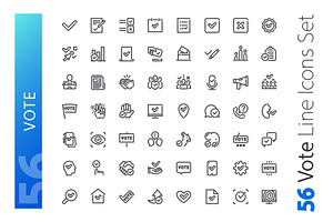 Vote Line Icons Set