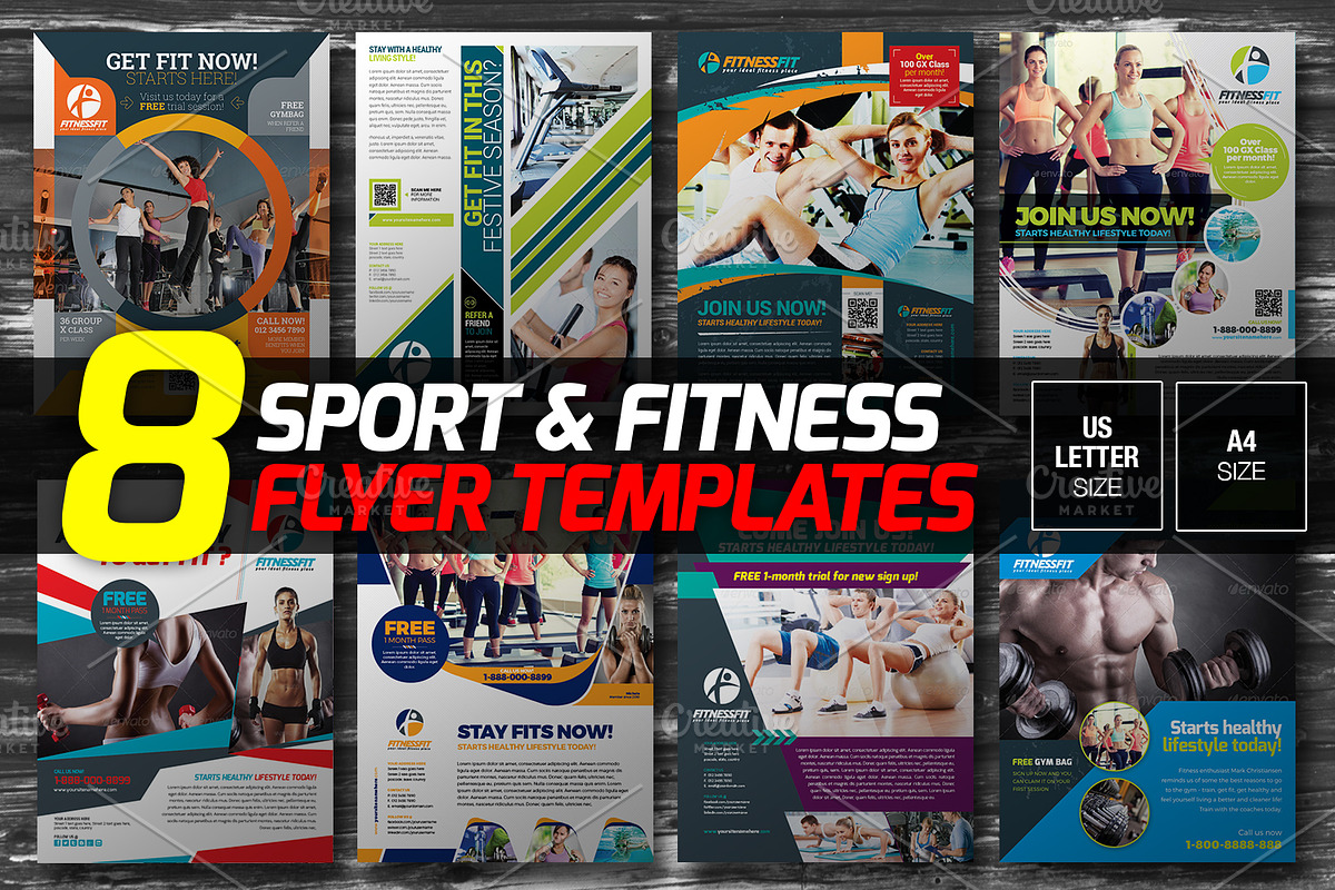 8-in-1 Sport & Fitness Flyers Bundle, a Flyer Template by KitCreativeStudio2 (Photo 1 of 9)