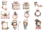 Cute Coquette Christmas Clipart, an Illustration by Designworld (Thumbnail 2 of 4)