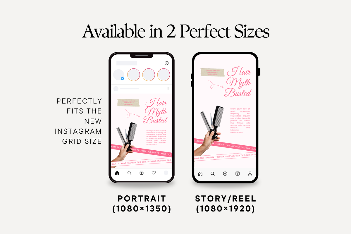 Pink Hair Salon Instagram Templates, a Social Media Template by Anna Design Studio (Photo 3 of 9)