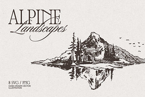 Mountain Landscape Engraving Set