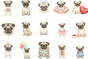 Cute Watercolor Pug Dog, an Illustration by Designking (Thumbnail 3 of 5)