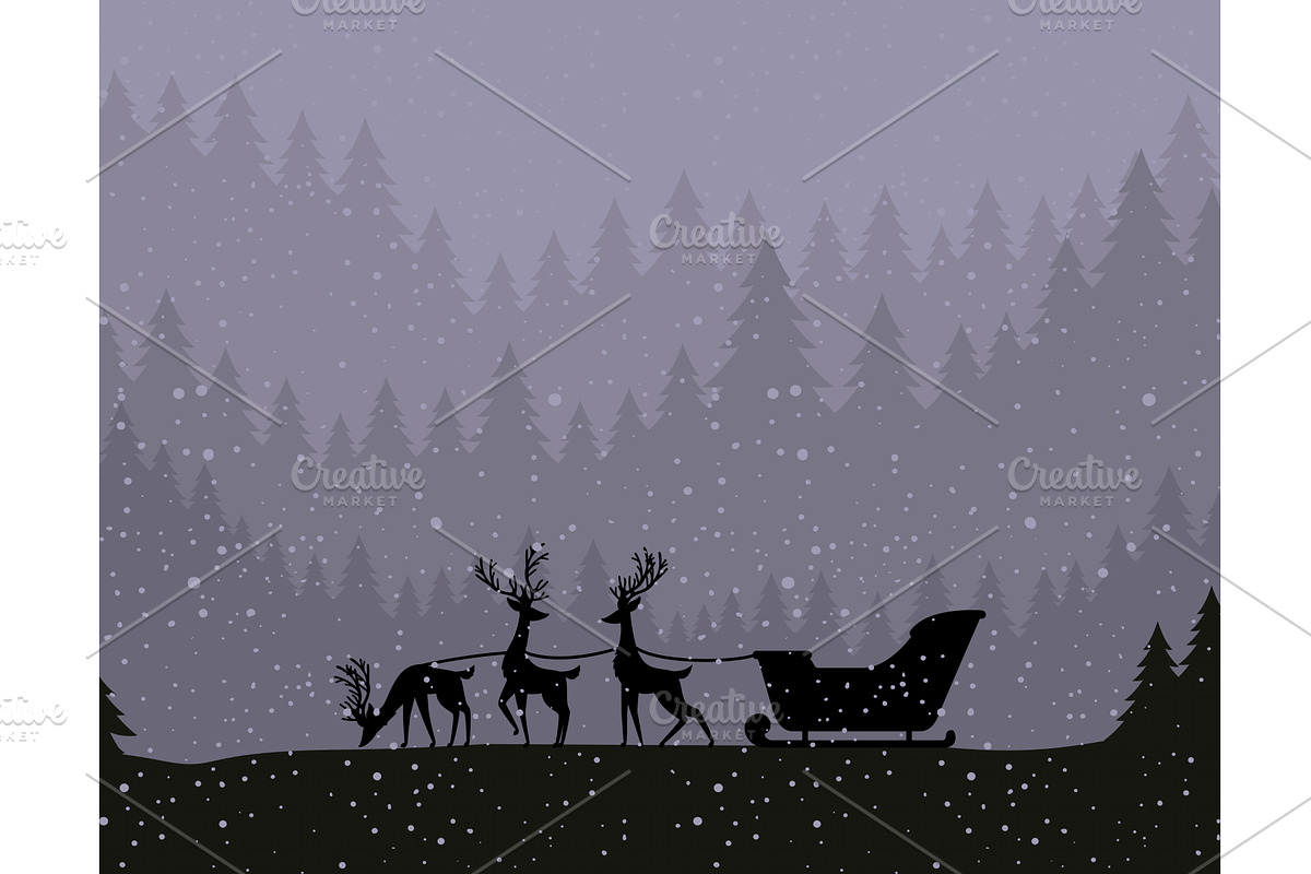 cute santa sleigh, an Illustration by studiogstock