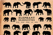 Elephant Silhouettes in Vector, an Animal Illustration by Seaquint (Thumbnail 1 of 3)