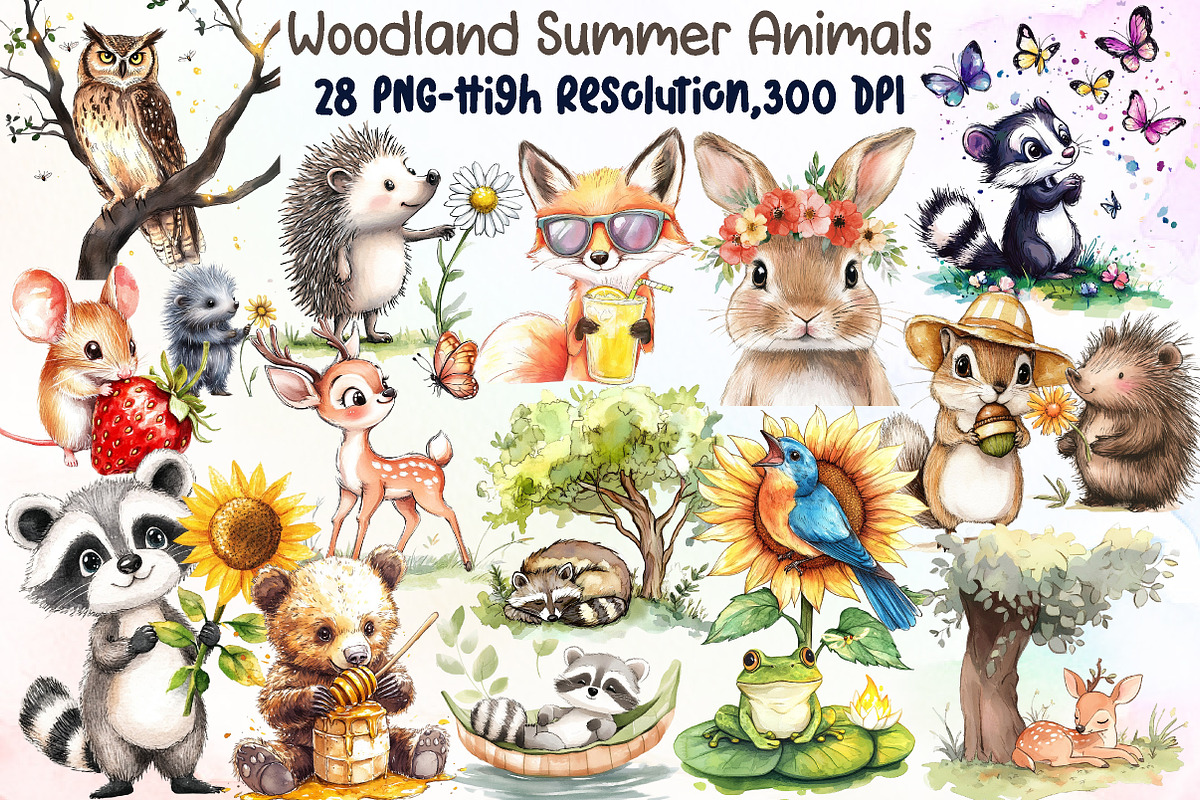 Woodland Summer Animals Clipart, an Illustration by Sublimation Artist (Photo 1 of 6)