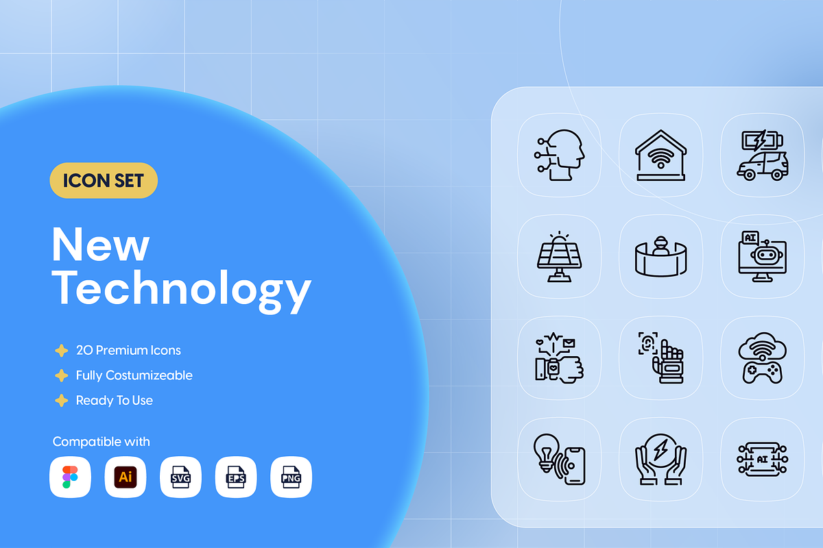 New Technology Icon Set, an Outline Icon by Nathaya Studio (Photo 1 of 2)