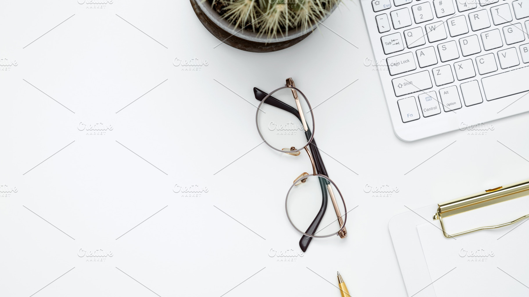 Office workspace and productivity concept. Flat lay composition with copy space, a Photo by matucha