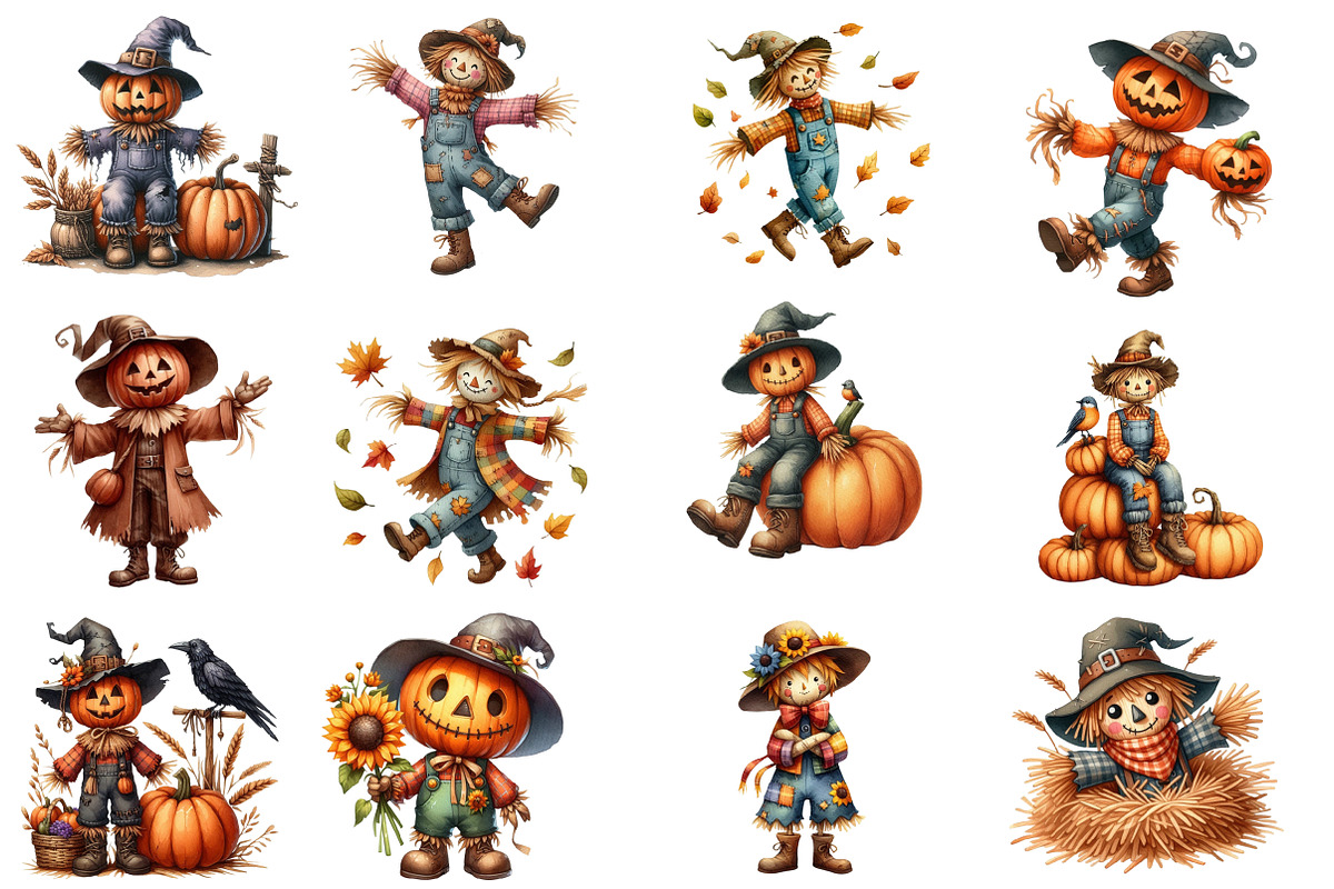 Halloween Scarecrows clipart, an Illustration by Designworld (Photo 2 of 5)