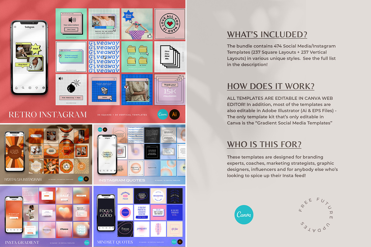 Unique Instagram Template BUNDLE, a Social Media Template by AndrewPixel (Photo 2 of 8)