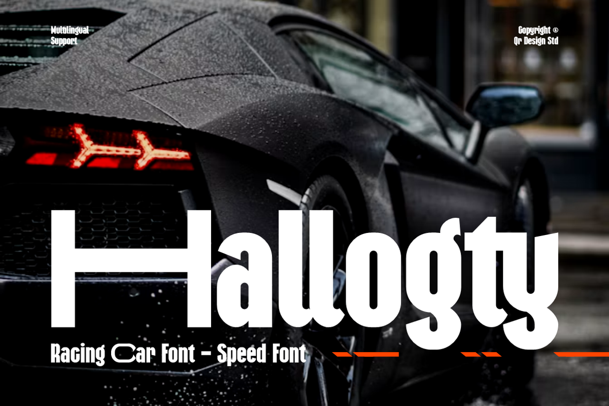 Hallogty - Bold Sports Car Font, a Sans Serif Font by QR Design Studio (Photo 1 of 15)