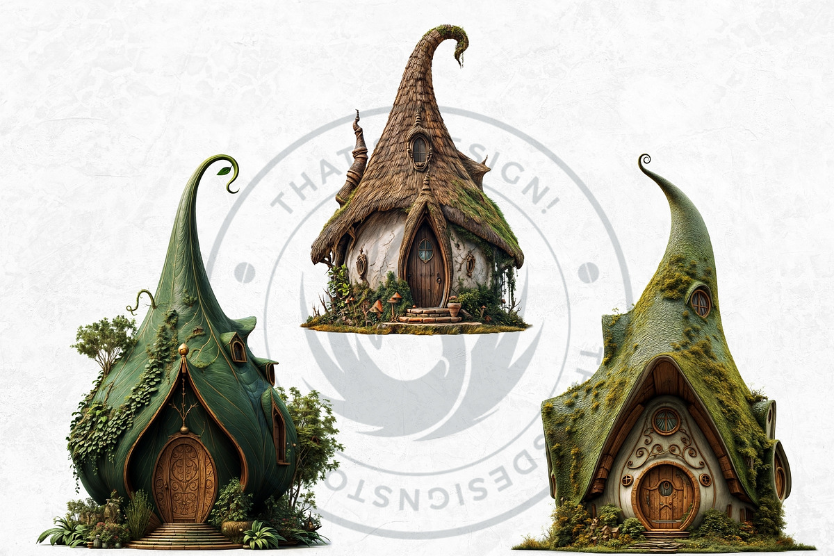 Fairy Tale Houses PNG Clipart Set V2, a Decorative Illustration by ThatsDesignArt (Photo 9 of 10)